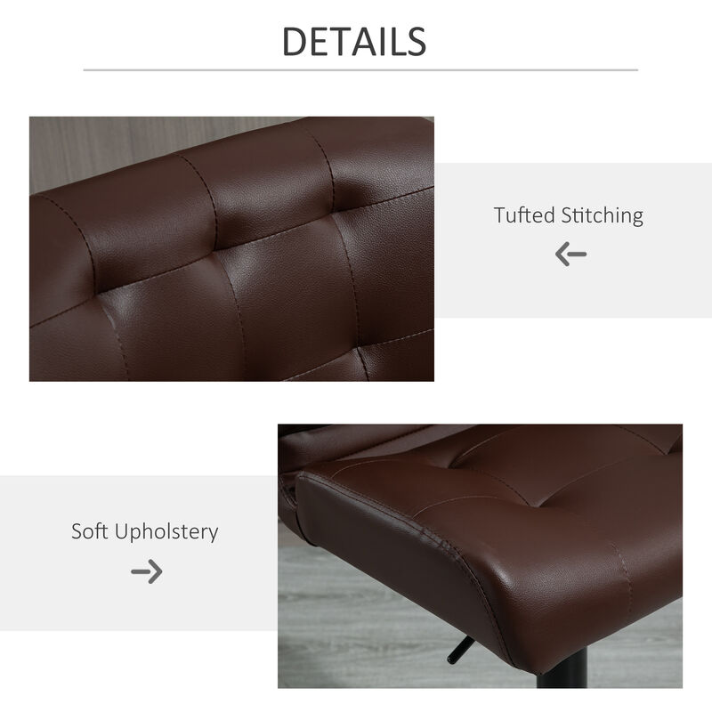 HOMCOM Bar Height Bar Stools Set of 2 with Adjustable Seat, Thick Padded Cushion and Metal Footrest for Home Bar image number 6