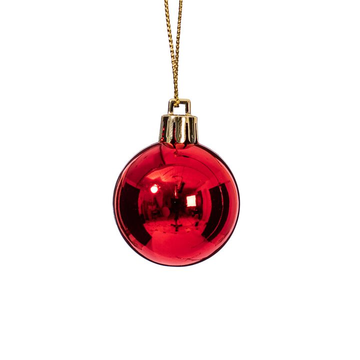 Vickerman Red Ornament Ball Set Shiny and Matte Finish, Includes 50 Per Box, 1.5 to 2-Inch Variety - Ready to Hang - Variety of Finishes