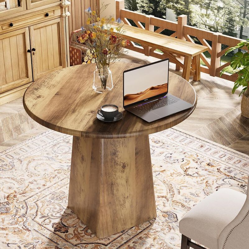 Tribesigns 31.5" Round Dining Room Farmhouse Kitchen Dinner Table image number 2