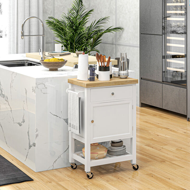 Hivvago Rolling Kitchen Island with Storage and Countertop