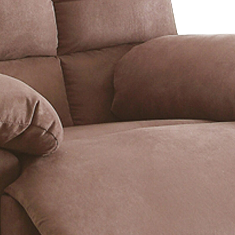 Plush Cushioned Recliner With Tufted Back And Roll Arms In Saddle Brown-Benzara