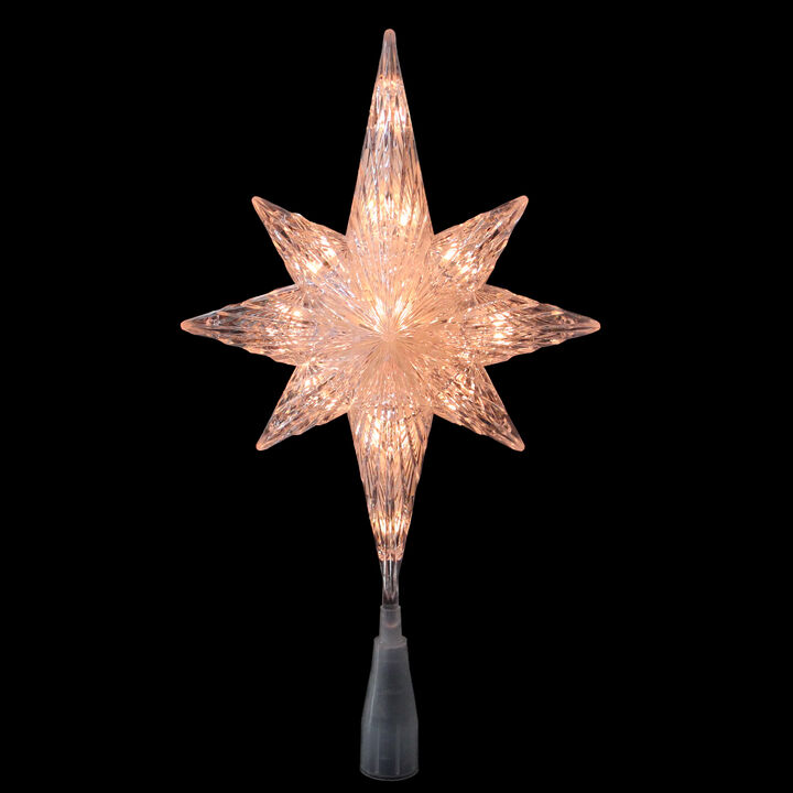 11" Lighted 8 Point Bethlehem Star Christmas Tree Topper - Clear Lights   Green Wire