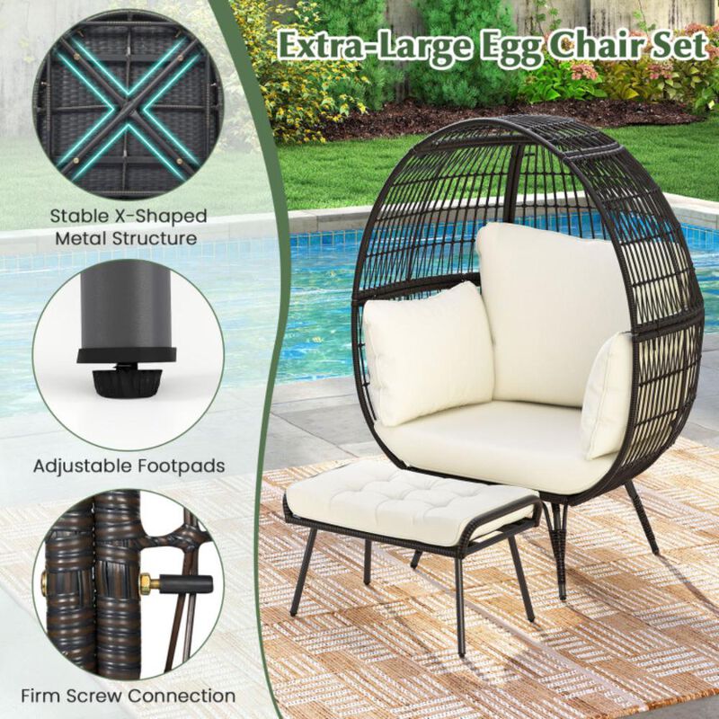 Hivvago Oversized Egg Chair with Ottoman and Soft Cushions
