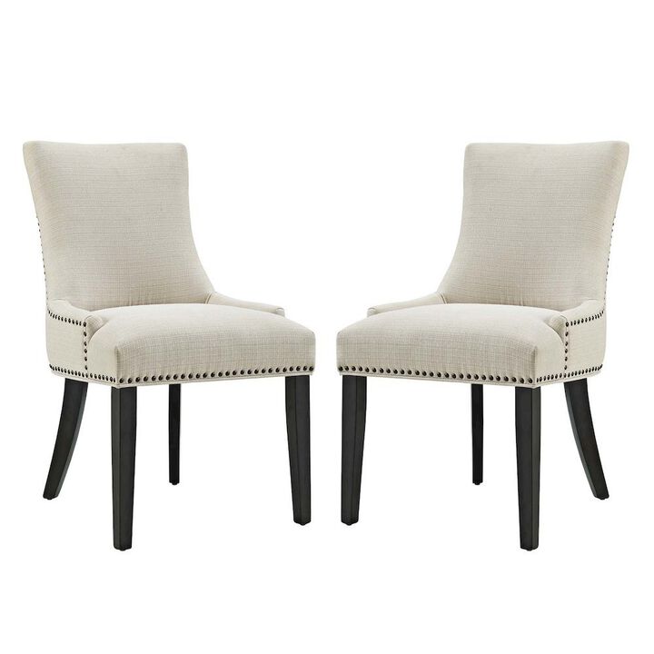 Fabric Upholstered Parsons Dining Side Chairs, Beige, Set of 2