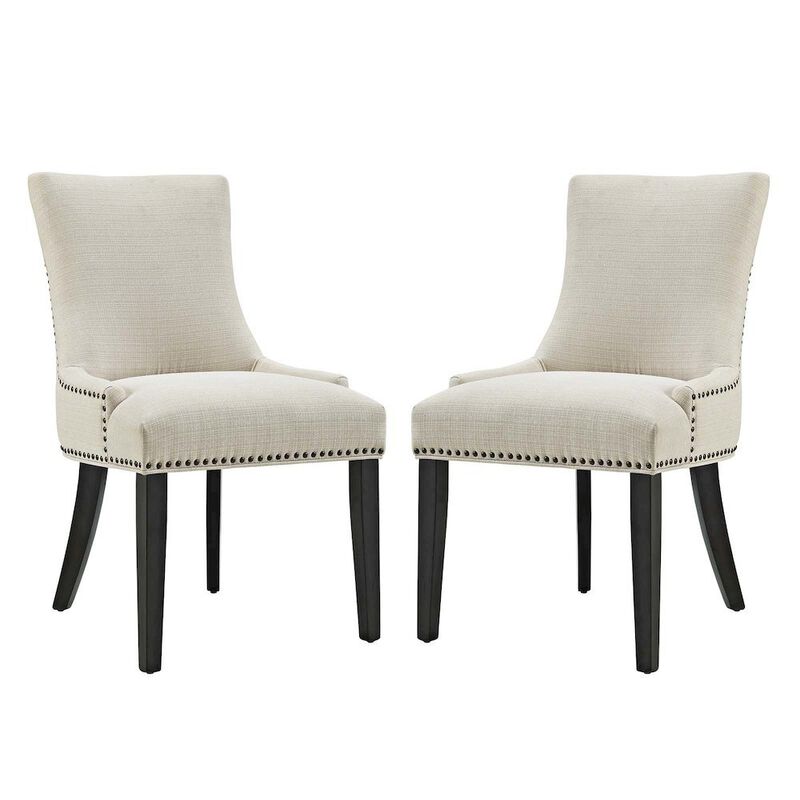 Fabric Upholstered Parsons Dining Side Chairs, Beige, Set of 2 image number 0