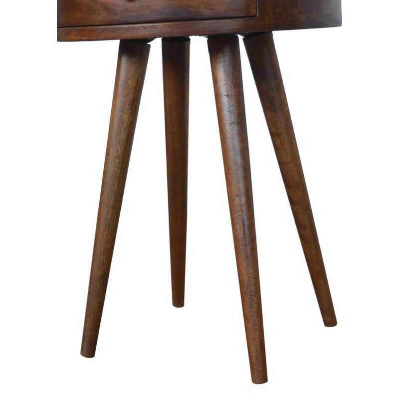 Solid Wood 1 Drawer Nordic Chestnut Circular Shaped Nightstand