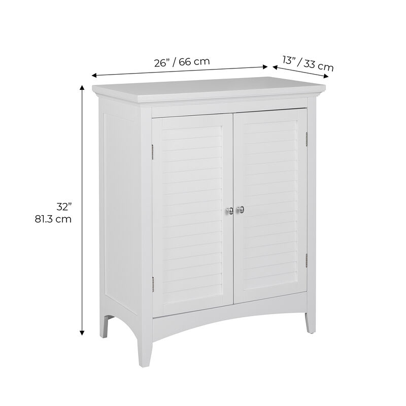 Teamson Home Glancy Two Shutter Doors Wooden Storage Stand  Floor Cabinet White