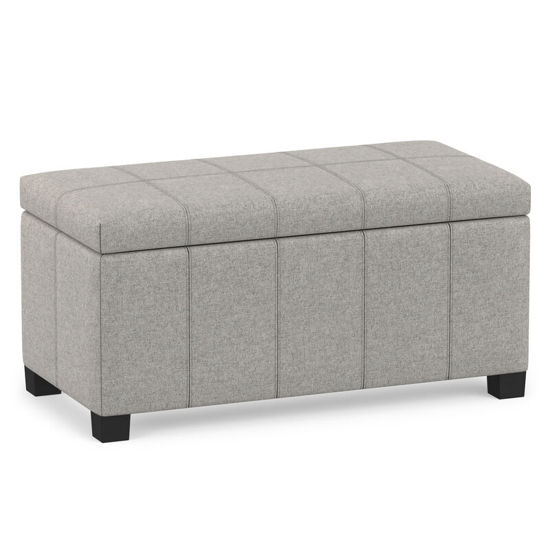 Dover 36 inch Wide Contemporary Rectangle Storage Ottoman Bench in Cloud Grey Linen Look Fabric, Assembled image number 0