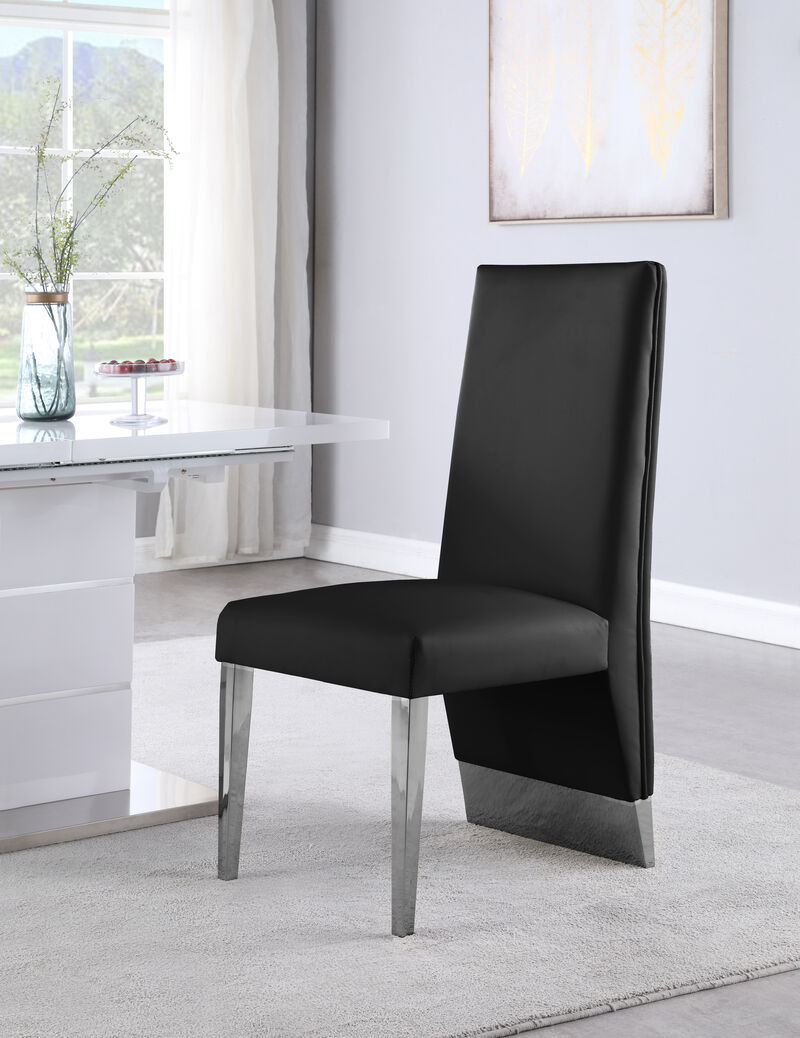 Meridian Furniture Porsha Black Vegan Leather Dining Chair, Set of 2