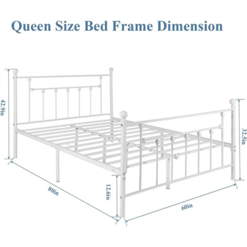 Classic Metal Platform Bed Frame &ndash; Victorian Style Headboard and Footboard