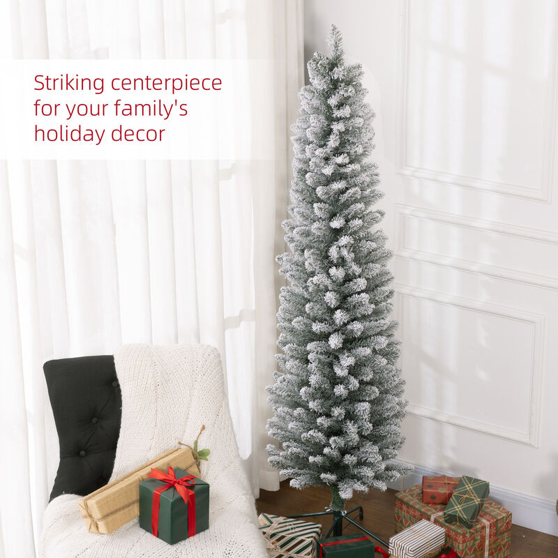 BreeBe 6ft Artificial Pencil Christmas Tree with Metal Base image number 3