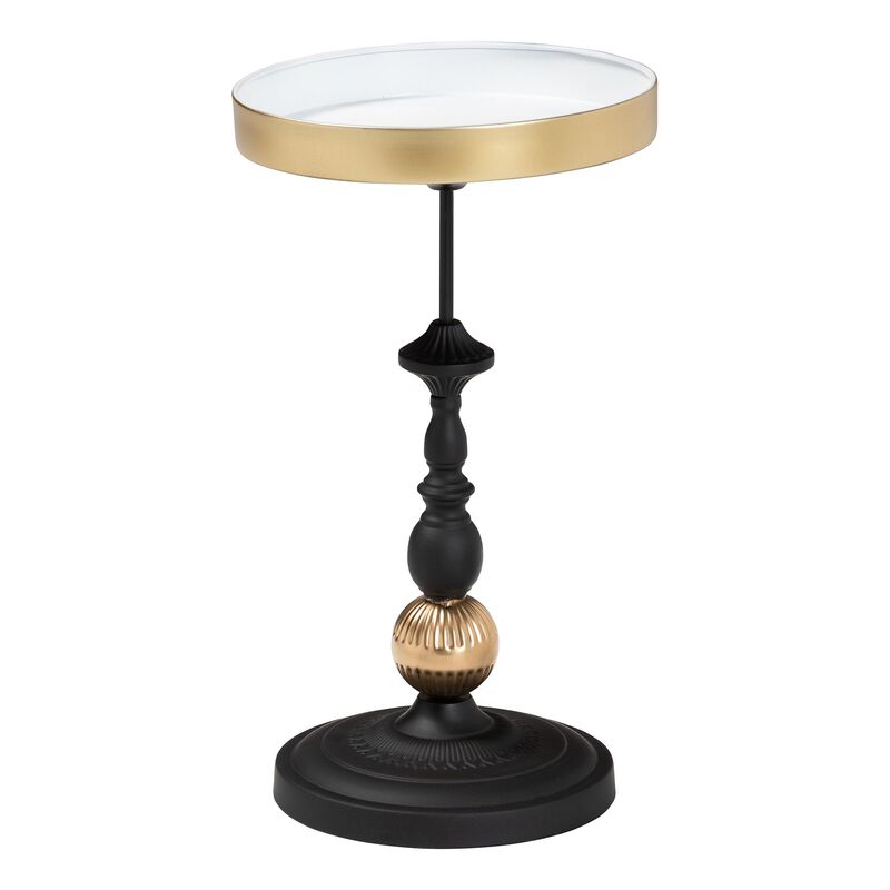 Baxton Studio Javion Modern Glam Round Accent Side Table &ndash; Black & Gold Metal End Table with Tray Top for Indoor or Semi-Outdoor Use image number 0