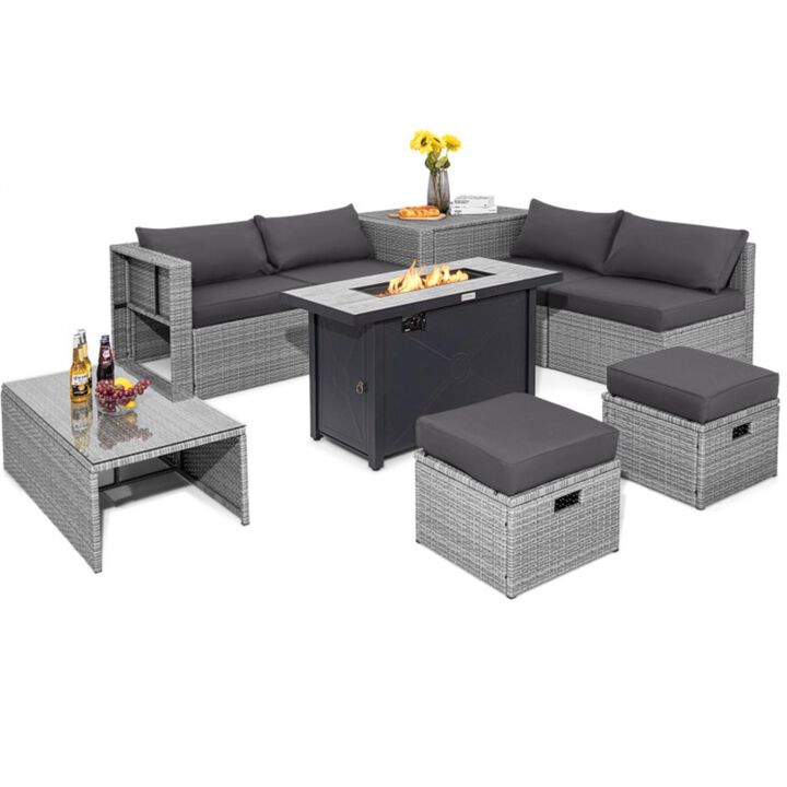 Hivvago 9 Pieces Patio Furniture Set with 42 Inches 60000 BTU Fire Pit