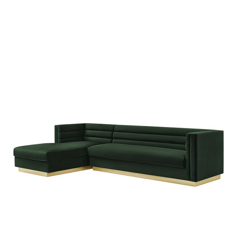 Inspired Home Eila Velvet Left Facing Chaise Sectional Sofa