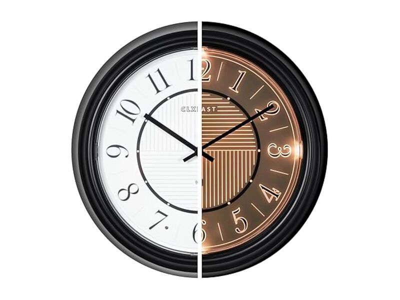 Glow In The Dark LED Illuminated Atomic Wall Clock 14 Inch Outdoor Black image number 0