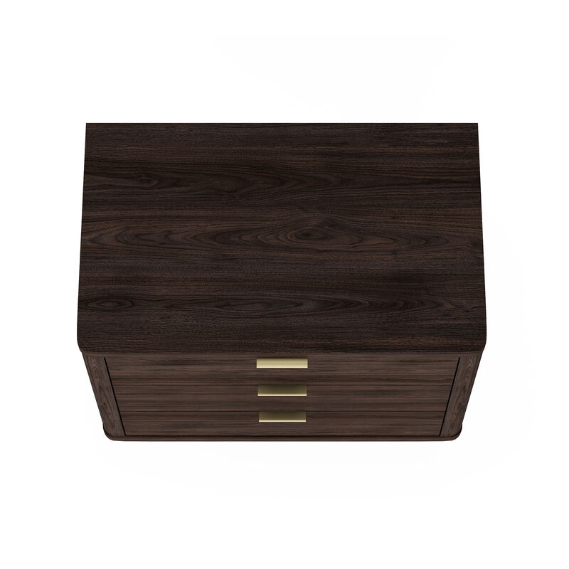Evelyn Wide 3-Drawer Nightstand in Brown