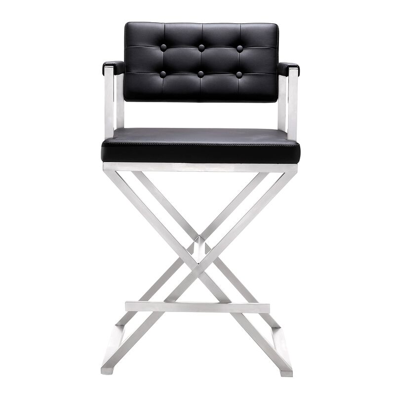 TOV Furniture Director Stainless Steel Counter Stool, Black image number 3