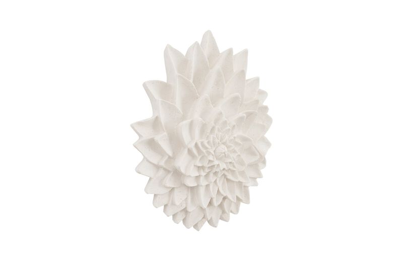 Dahlia Flower Wall Art in White Stone