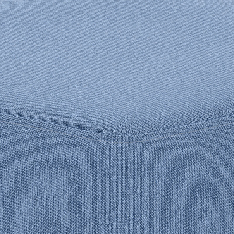 Brock 16 inch Wide Contemporary Irregular Footstool in Wedgewood Blue Linen Look Fabric, Fully Assembled image number 4