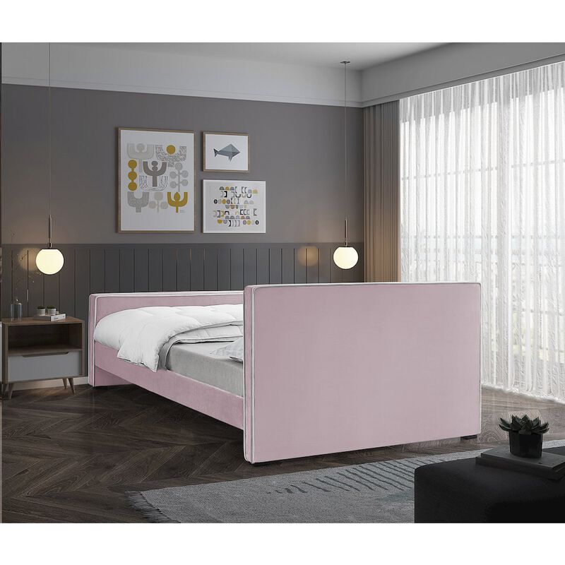 Meridian Furniture Dillard Pink Velvet Full Bed
