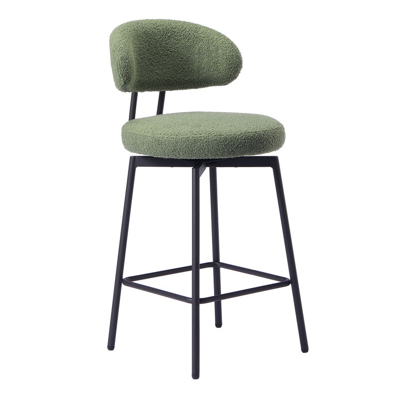 WestinTrends Modern Upholstered Sherpa Fabric Counter Height Bar Stools with Back (Set of 2) image number 2