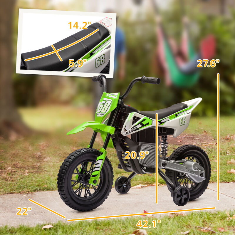 BreeBe 12V Kids Electric Motorcycle w/ Twist Grip Throttle, Training Wheels, Rear Suspension & Music image number 2