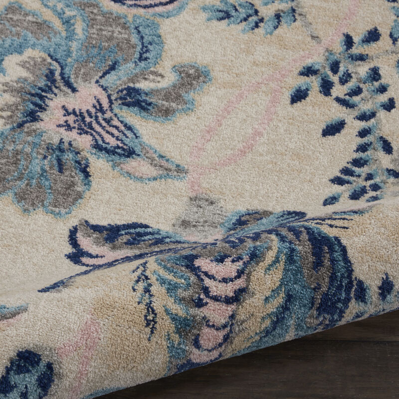 Tranquil TRA02 Ivory/Light Blue 5'3" x Round Rug image number 4