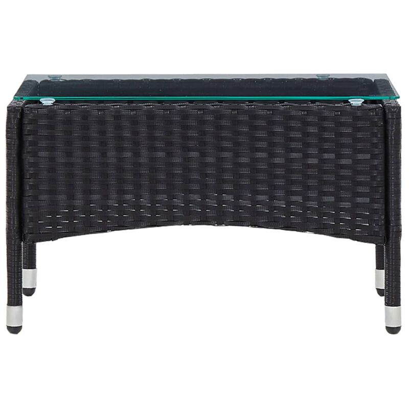 vidaXL Coffee Table Black 23.6"x15.7"x14.2" Poly Rattan image number 1