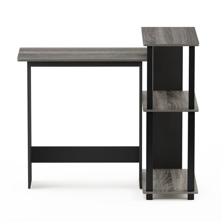 Furinno Furinno Abbott Corner Computer Desk with Bookshelf, French Oak Grey/Black, 16086R1GYW/BK