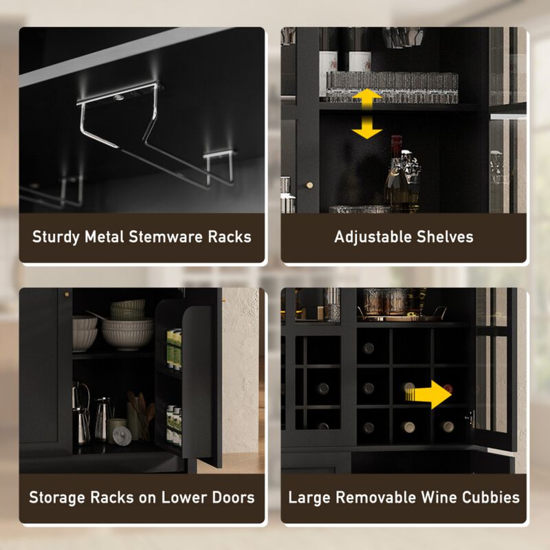 Ritci 78.74" Tall Wine Bar Cabinet image number 4