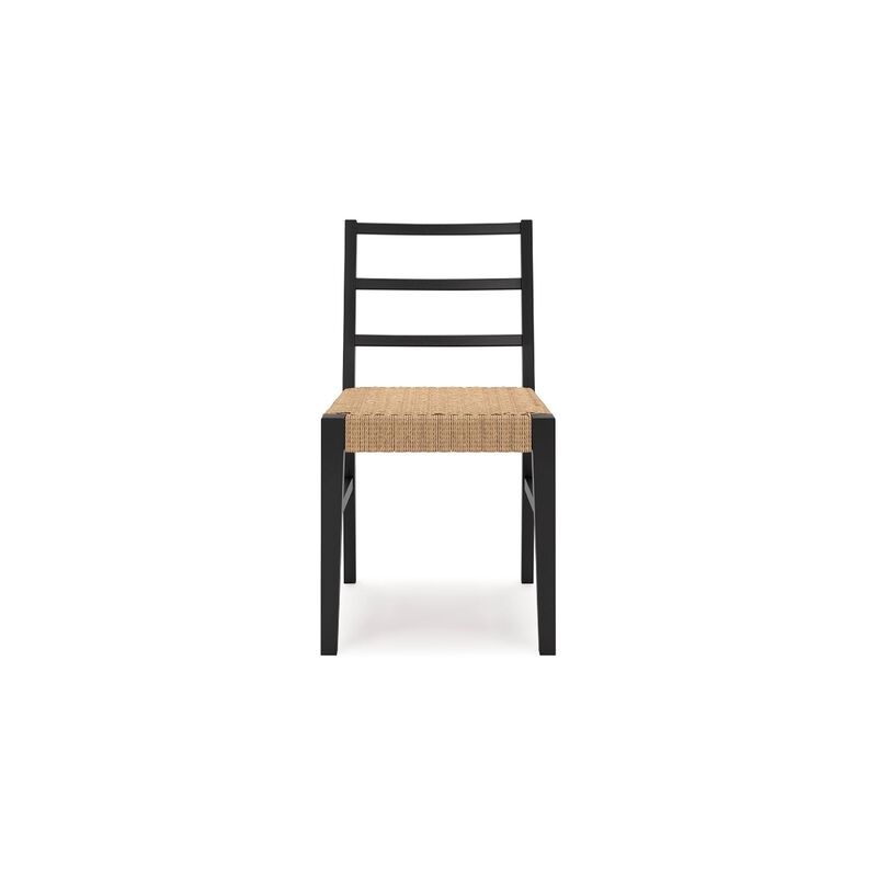 Wrenn Dining Side Chair Set of 2, Faux Rattan Woven Seat, Black Wood image number 2