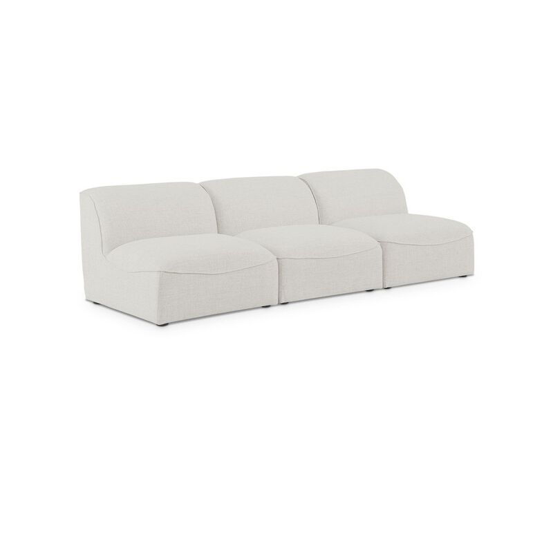 Meridian Furniture Miramar Cream Durable Linen Textured Modular Sofa