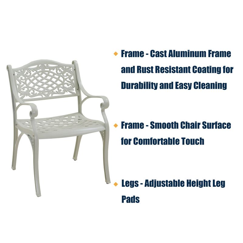 MOMDAWE Cast Aluminum Stationary Dining Chairs Outdoor Dining Armchair（Set of 2） image number 3