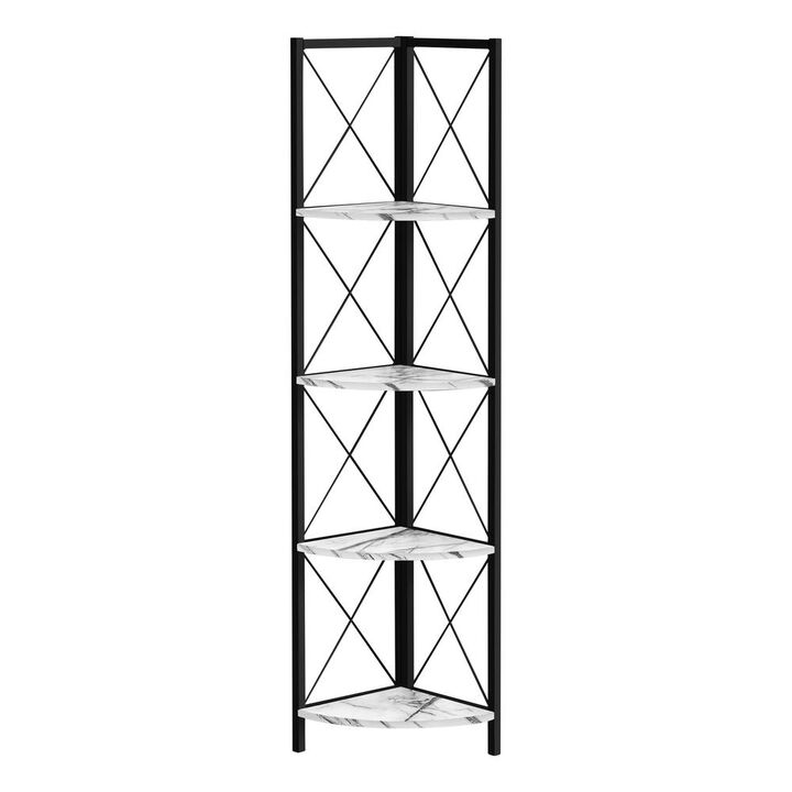 Bookshelf, Bookcase, Etagere, Corner, 4 Tier, 60H, Office, Bedroom