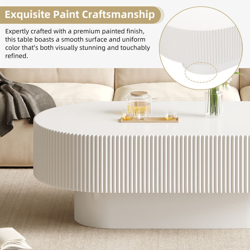 Merax Contemporary Oval Accent Table with Premium Painted Finish, Felt Floor Pads image number 4