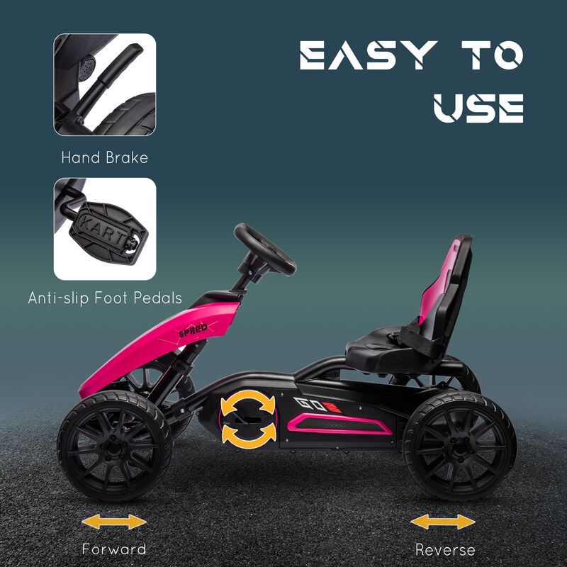 BreeBe Kids Pedal Go Kart w/ Swing Axle, Shock-Absorbing Wheels image number 4