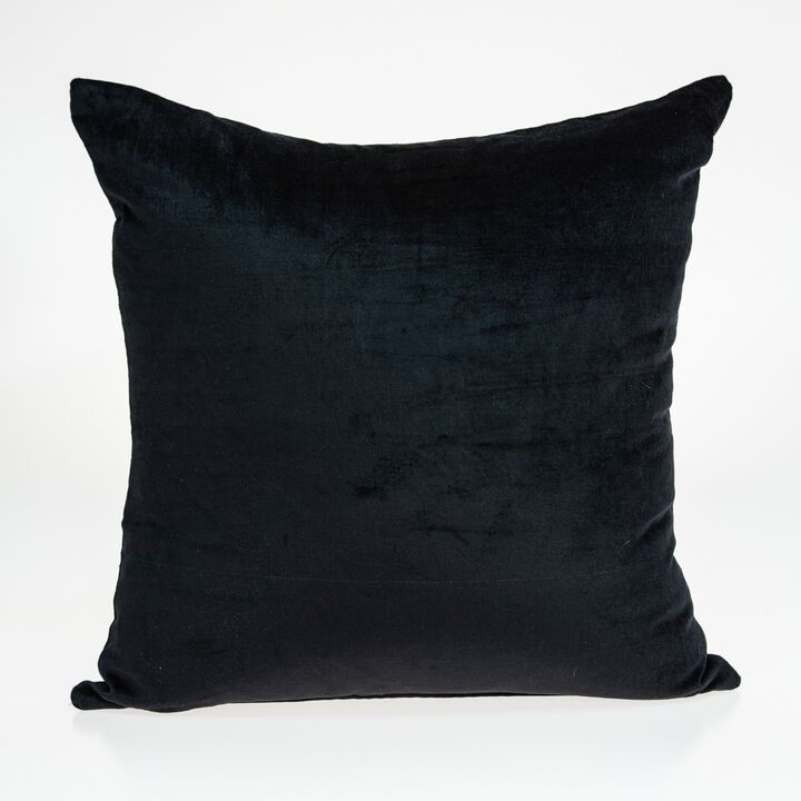 18" Black Solid Patterned Handloom Throw Pillow