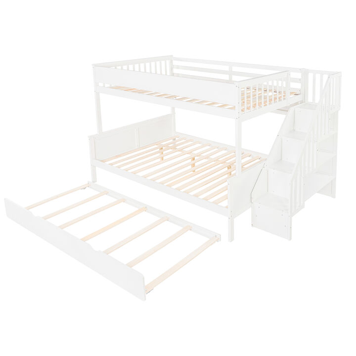 Merax Full XL over Queen Bunk Bed with Storage Staircase