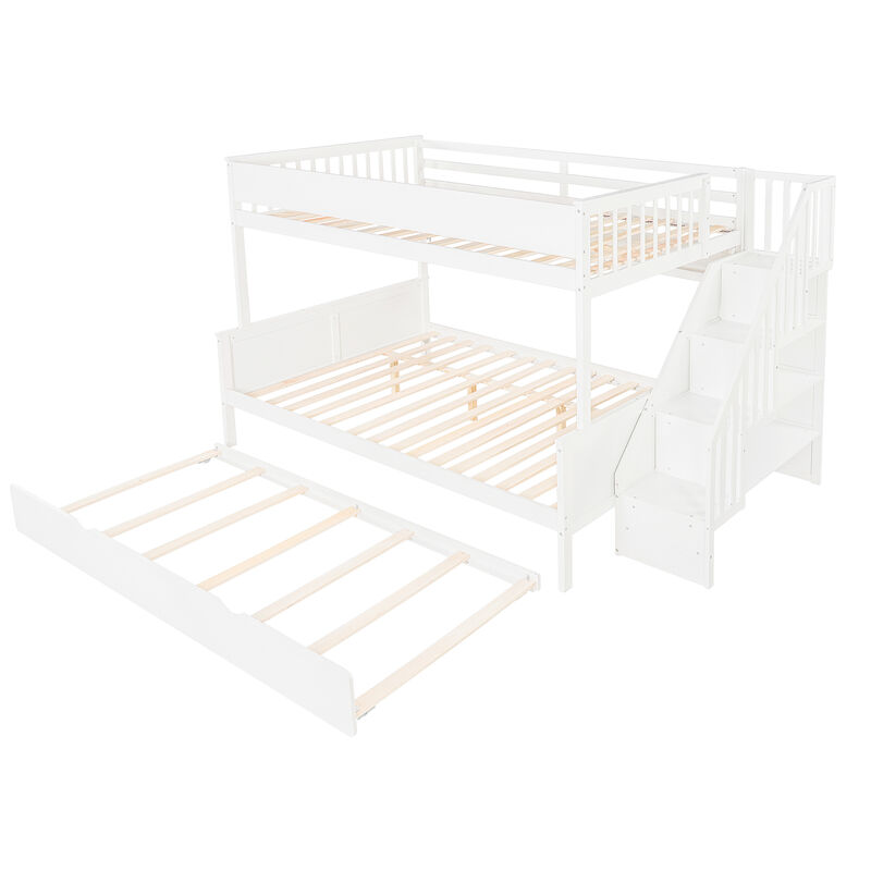 Merax Full XL over Queen Bunk Bed with Storage Staircase image number 0