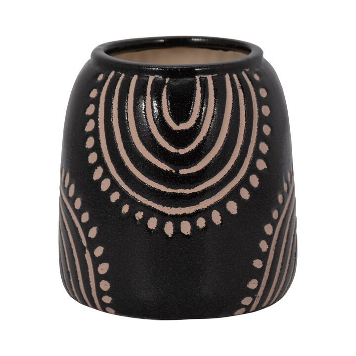 Cer, 6" Tribal Arch Vase