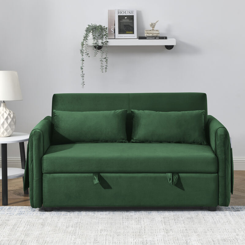 Merax Modern Convertible Sofa Bed with 2 Detachable Arm Pockets image number 1