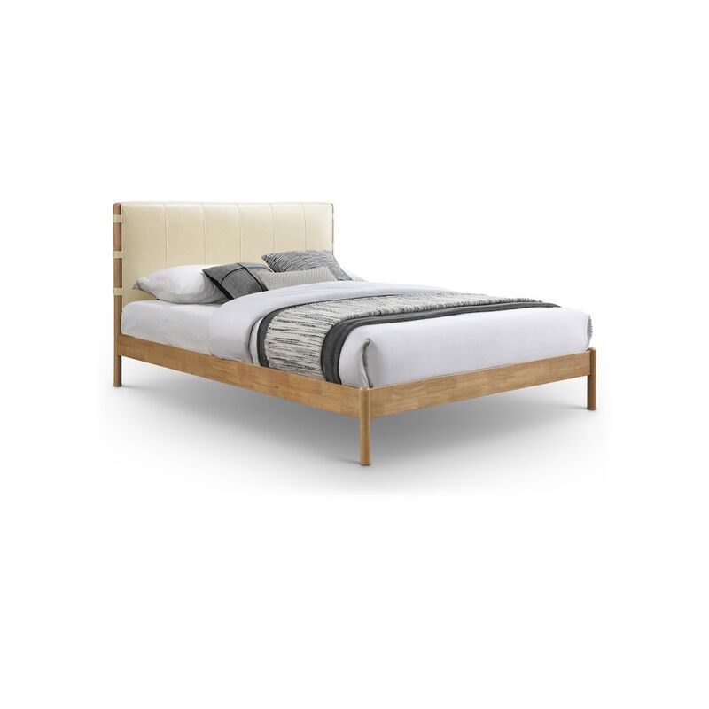 Meridian Furniture Asher Cream Vegan Leather King Bed