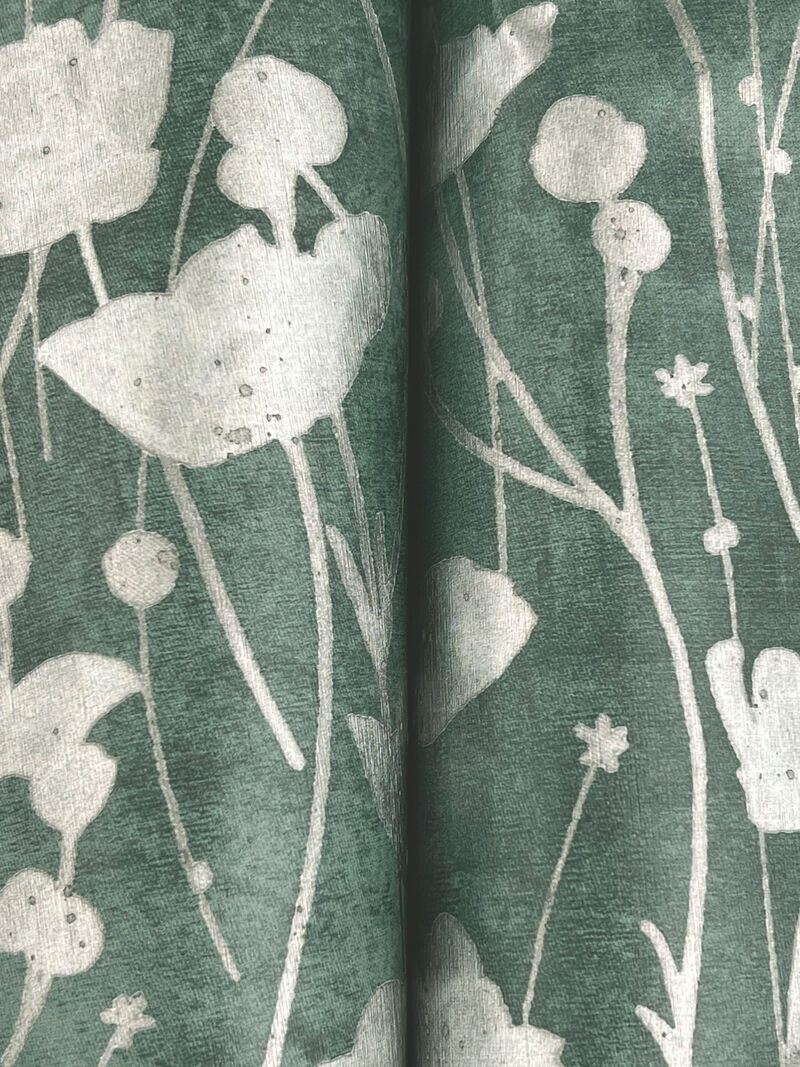 Shimmering Poppies Green Wallpaper (Set of 2) image number 1