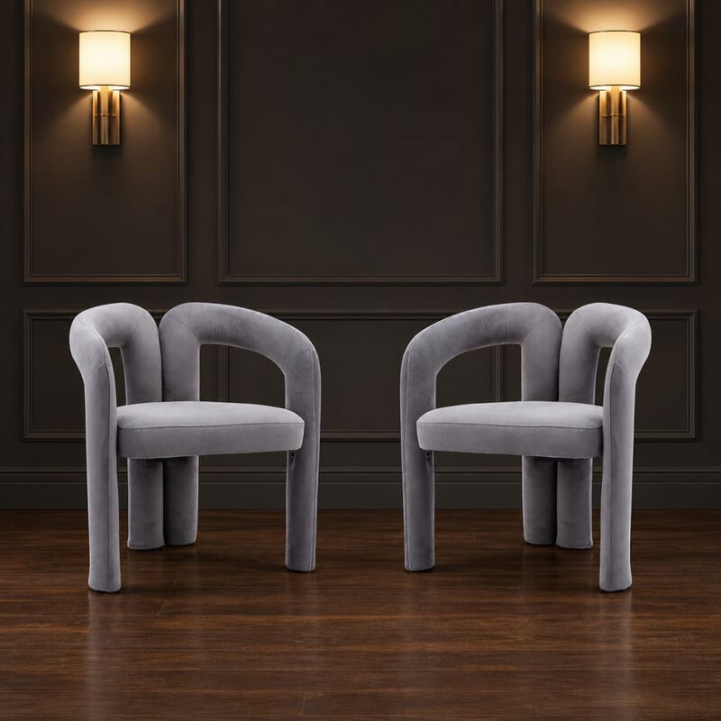 GOODSILO Contemporary Upholstered Barrel Accent Dining Armchairs, Seating for Living Room, Kitchen, Dining Spaces, Set of 2 image number 2