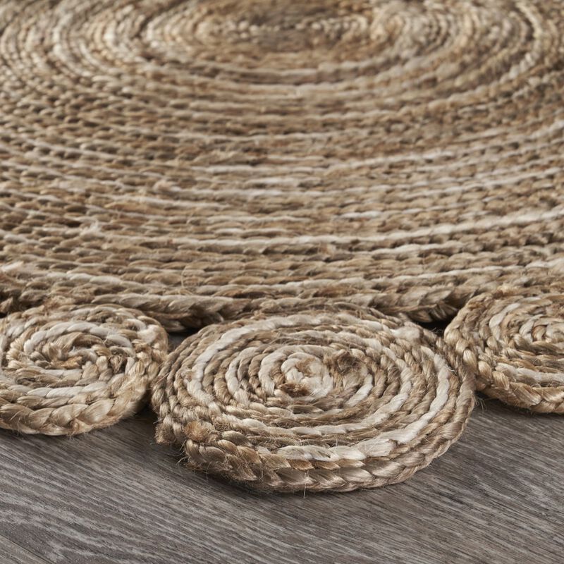 HomeRoots Jute Abstract Geometric Hand Braided Area Rug image number 4