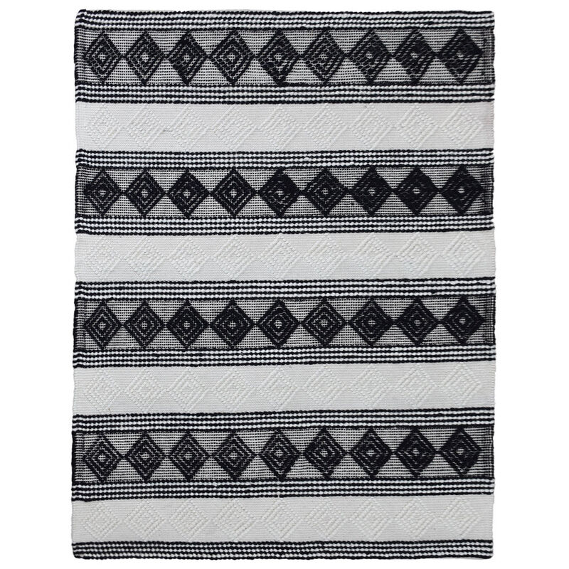 RUGSOTIC CARPETS HAND WOVEN FLAT WEAVE KILIM WOOL & COTTON ECO-FRIENDLY AREA RUGS - 5'x7'6'', Rectangle Shape, Black White Color, Contemporary Modern Design, Low Pile  Handmade Area Rugs (DWC002)