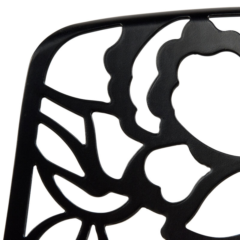LeisureMod Aluminum Stackable Dining Chair with Floral Cutout Design, Patio Side Chair for Indoor and Outdoor Use, Set of 4 image number 5