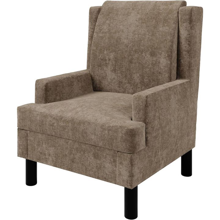 Upholstered Wingback Accent Chair, Modern Reading Armchair for Living Room, Bedroom, Light Brown