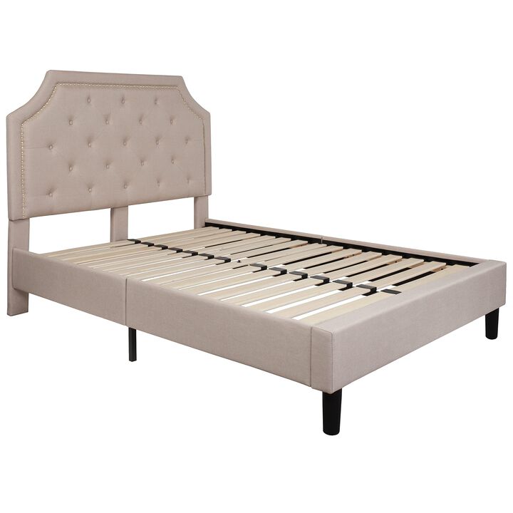 Flash Furniture Brighton Full Size Tufted Upholstered Platform Bed in Beige Fabric