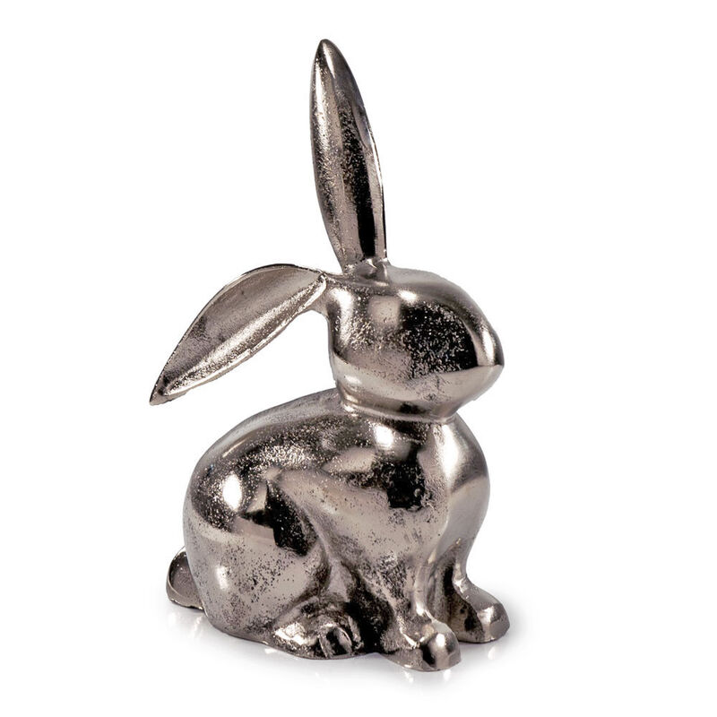 HomeRoots 9" Silver Aluminum Rabbit Tabletop Sculpture image number 2